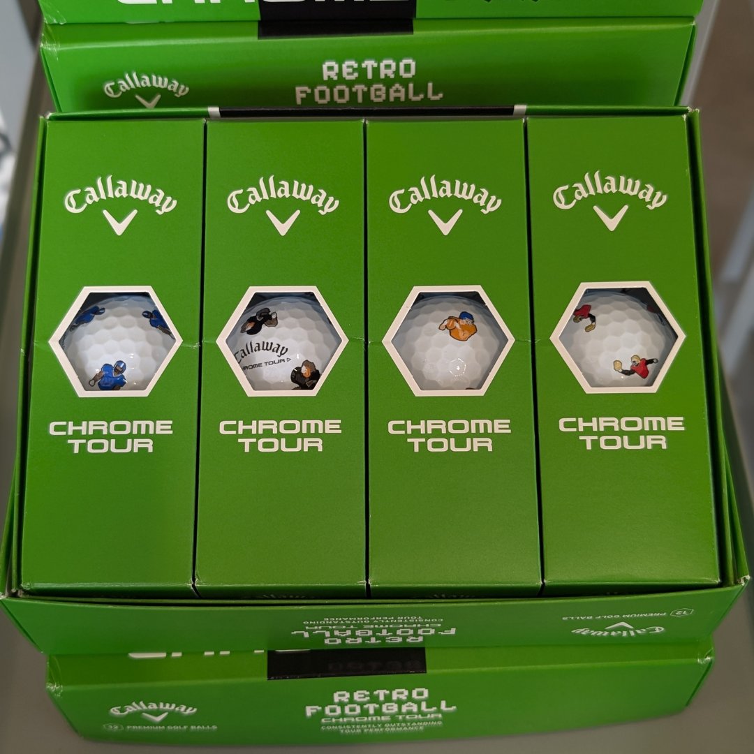 GAMEDAY!! 

Limited Callaway "Retro Football" Chrome Tour Golf Balls are available in the golf shop! Reflect on the old days of playing with your favorite NFL players with these limited edition golf balls, while supplies last!

Let's Go Chiefs!!