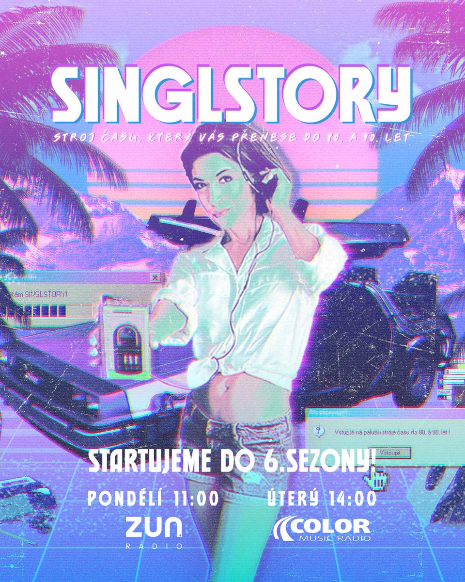 SinglStory's tweet photo. 🏎 Už zítra startujeme náš super vozejček do nové a ještě neprobádané historie 80. a 90. let!📻
V pondělí v 11:00 na @ZUNradio a v úterý ve 14:00 na #ColorMusicRadio🔍✨
Sledujte @singlstory na IG a FB – zítřek patří minulosti! 😉
#80s #90s #novadoba #retro #SinglStory https://t.co/mpFoIr15aH