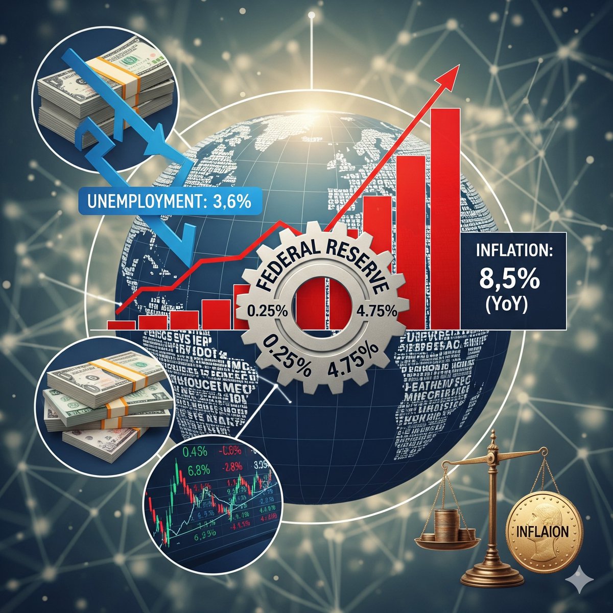 Dünya piyasalarında, ABD Merkez Bankası'nın (Fed) faiz oranlarına ilişkin açıklamaları yakından takip ediliyor. Enflasyon verileri ve işsizlik rakamları, küresel ekonomik görünüm açısından kritik önem taşıyor.