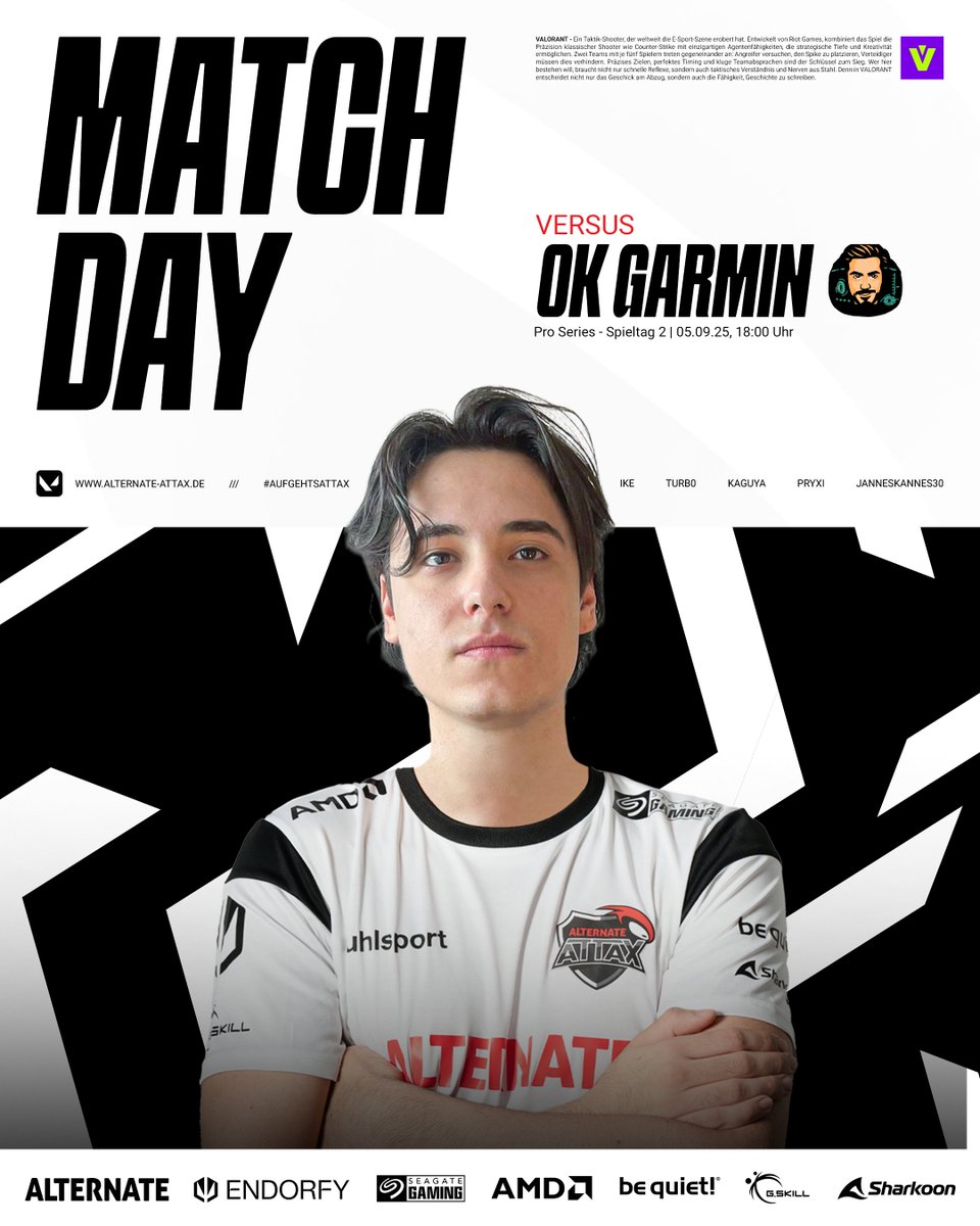 Für das Evo Squad steht heute der zweite <a href="/projectvgg/">PROJECT V</a> Pro Series Matchday gegen #OKGARMIN an!

📺/atnattax
📢 <a href="/Akamask_/">Patrick Decker/Akamask 🐬</a> 

#aufgehtsattax