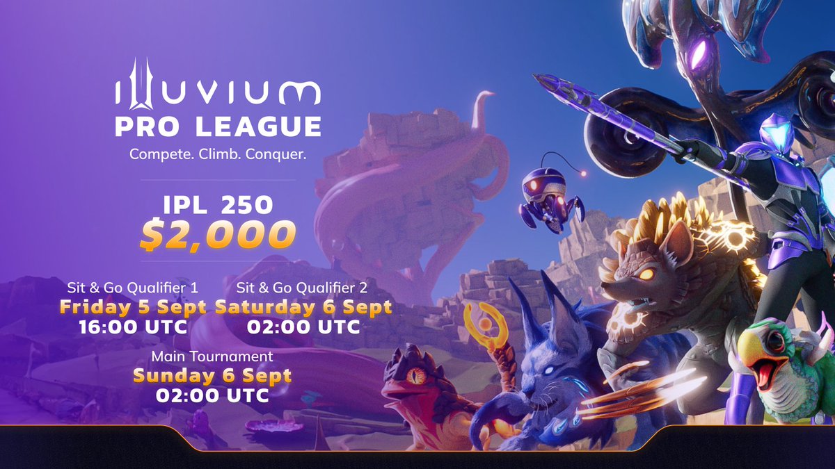 illuviumio's tweet photo. Rangers, IPL 250 Sit &amp; Go Qualifier 1 is 5 mins away at 16:00 UTC! 🏆 Last call to queue up and fight for your spot—let’s go!

Who’s in? Drop it below! #IPL250 #IlluviumArena https://t.co/qqB6lts76F