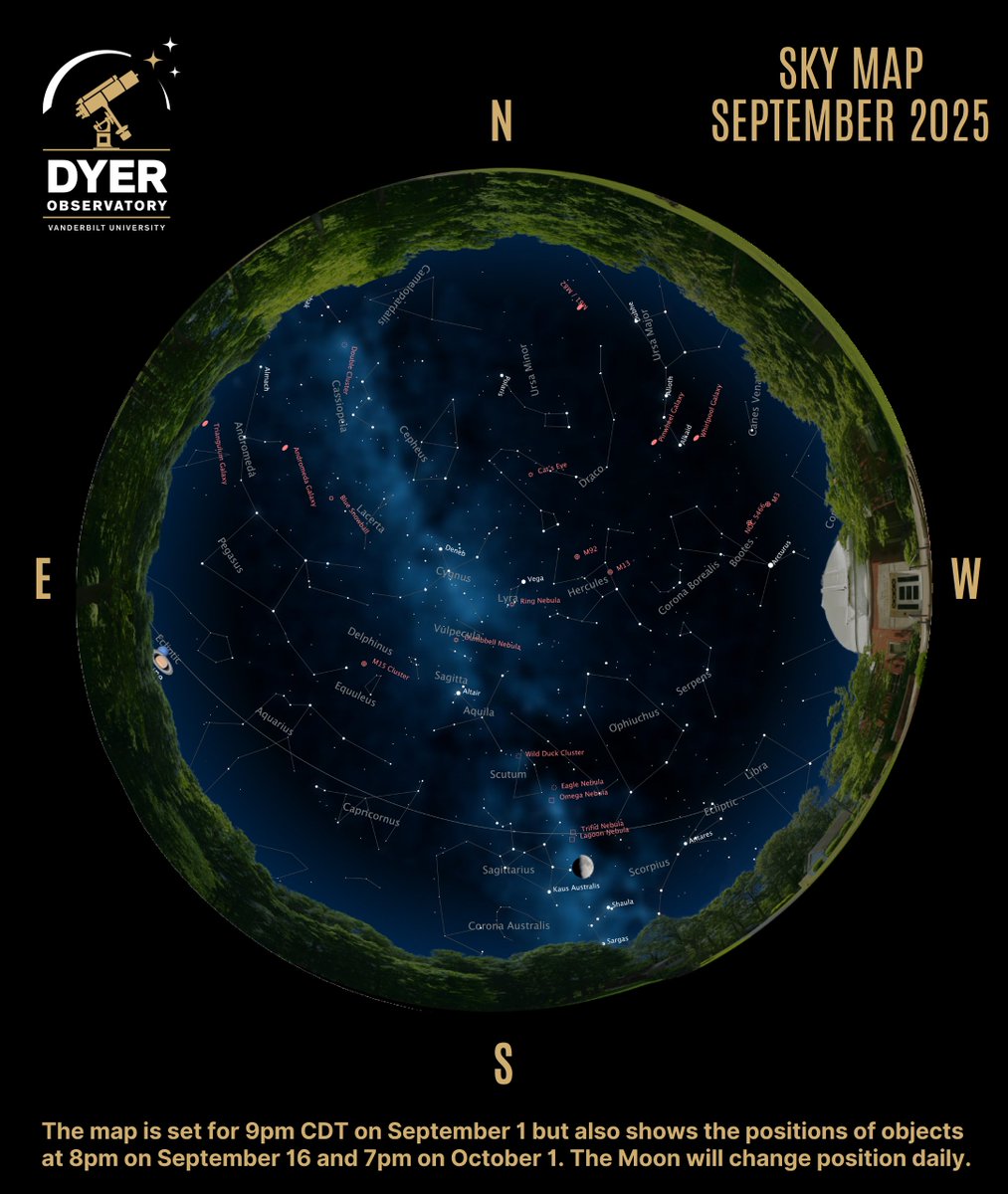 dyerobservers's tweet image. Your September Sky Map is here!

Our monthly sky map helps you explore what’s happening in the night sky and shows you where to spot your favorite planets and constellations.

⬇️ Download now: ow.ly/vVVp50WPIEk

#SkyMap #DyerObservatory #Astronomy @vanderbiltu