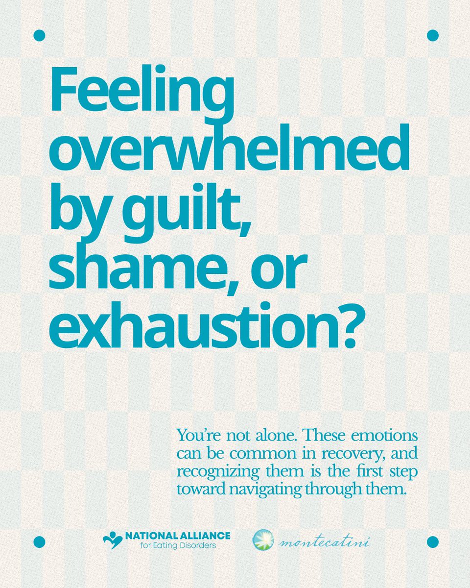 AllianceforED_'s tweet image. Together with @montecatinitreatmentcenter, we are exploring how many feelings, including guilt, shame, and exhaustion, can show up in recovery. 💙
#RecoveryIsPossible #EatingDisorderRecovery #MentalHealthAwareness