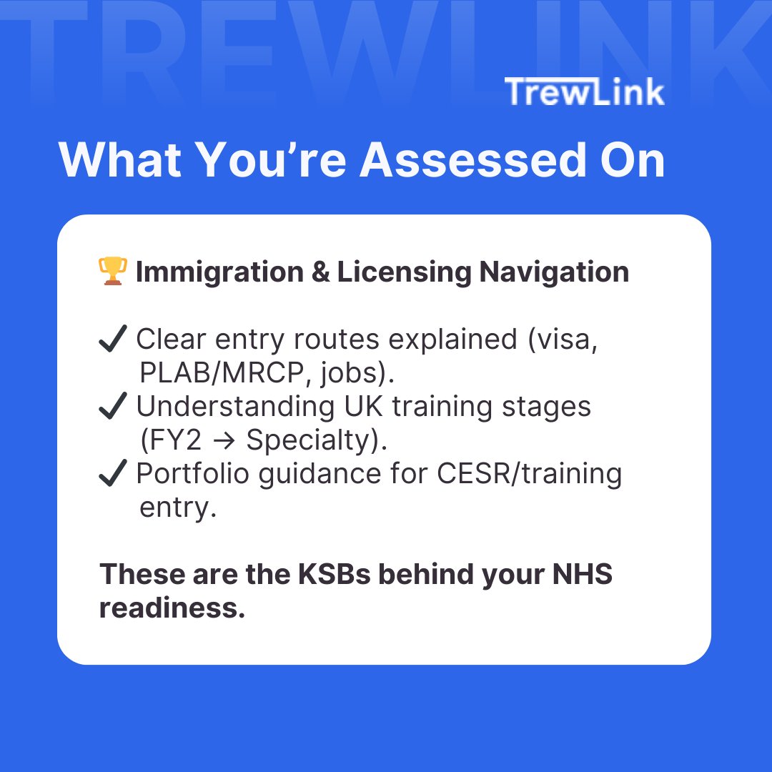 Beyond the operating theatre, your readiness is judged on how well you guide IMGs, navigate licensing, and prove your portfolio.

Read here: community.trewlink.com/articles-hdmgi…

🔗 Take the assessment: trewlink.trewai.com
.
#trewAI #Trewlink #NHS #IMG #CareerProgression
