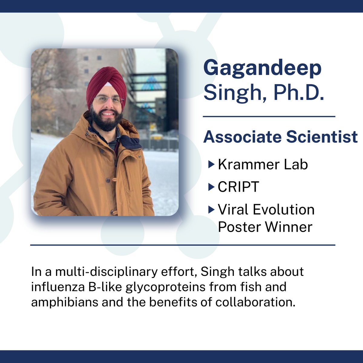 The CEIRR Network proudly spotlights Gagandeep Singh, Viral Evolution poster winner at ANM 2025! Read about how multi-disciplinary collaboration has positively impacted his work on influenza B-like glycoproteins: ow.ly/4sET50WPWyF