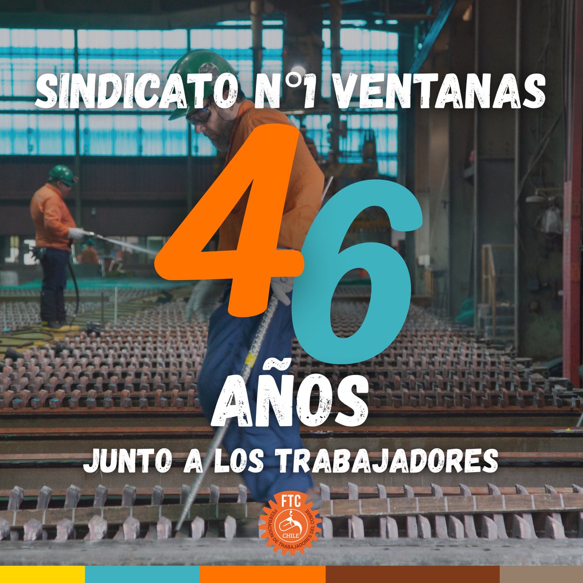 #AniversarioSindical
Saludamos al Sindicato N°1 Ventanas, que este 7 de septiembre cumple 46 años de historia junto a las y los trabajadores.