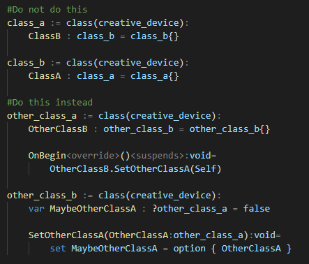 Avoid circular dependencies in Verse

#UEFN #Verse #VerseTips #UEFNTips