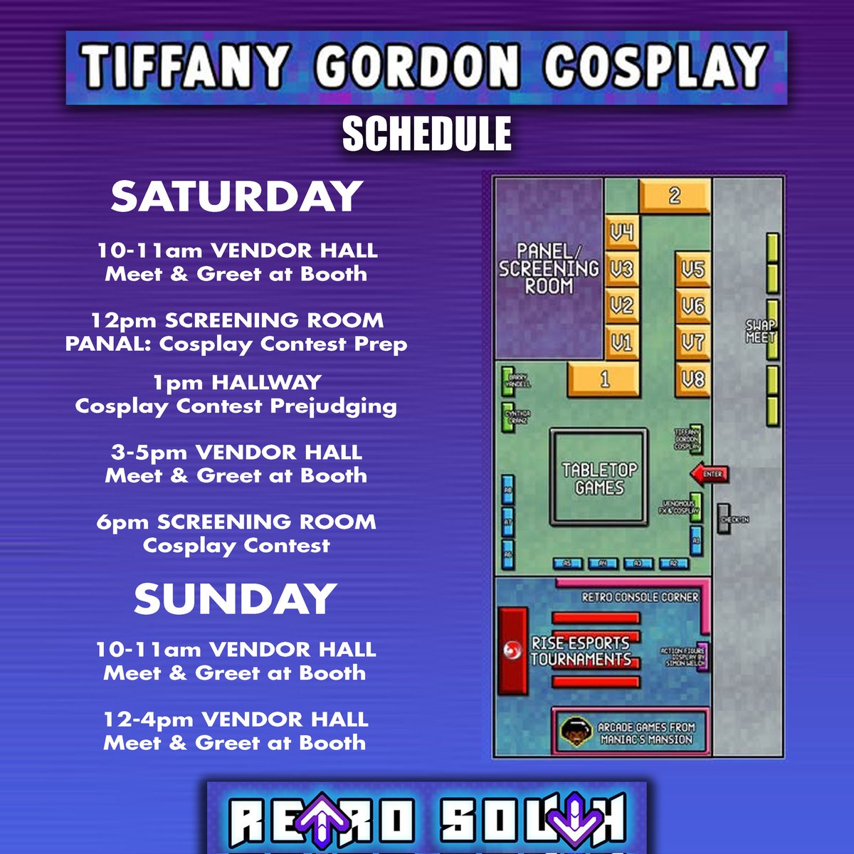 TiffanyCosplay's tweet photo. Here is my Cosplay Lineup and Schedule for this weekend at Retro South. I can't wait to meet everyone and just be back in Texas so see you soon! 

For more info and tickets see here: https://t.co/QD8SjBtoEK

#RetroSouthExpo #texascosplay #mpec #gamingcommunity🎮♥️ #WichitaFalls https://t.co/wmUHTEcyC9