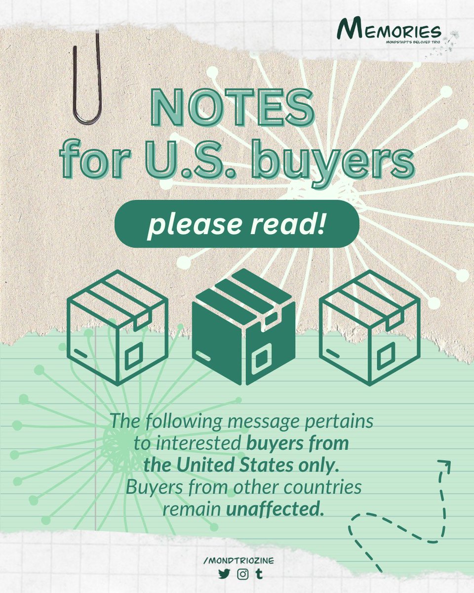 mondtriozine's tweet photo. ❗️IMPORTANT NOTICE❗️
(1/3)
This update is for buyers in the United States ONLY. We’re sharing this before our shop reopens, as there are new U.S. shipping restrictions that will affect orders.
Please read the full details below.
#mondtriozine #leftoversale #shippingnotice https://t.co/UOQXgdlfOZ