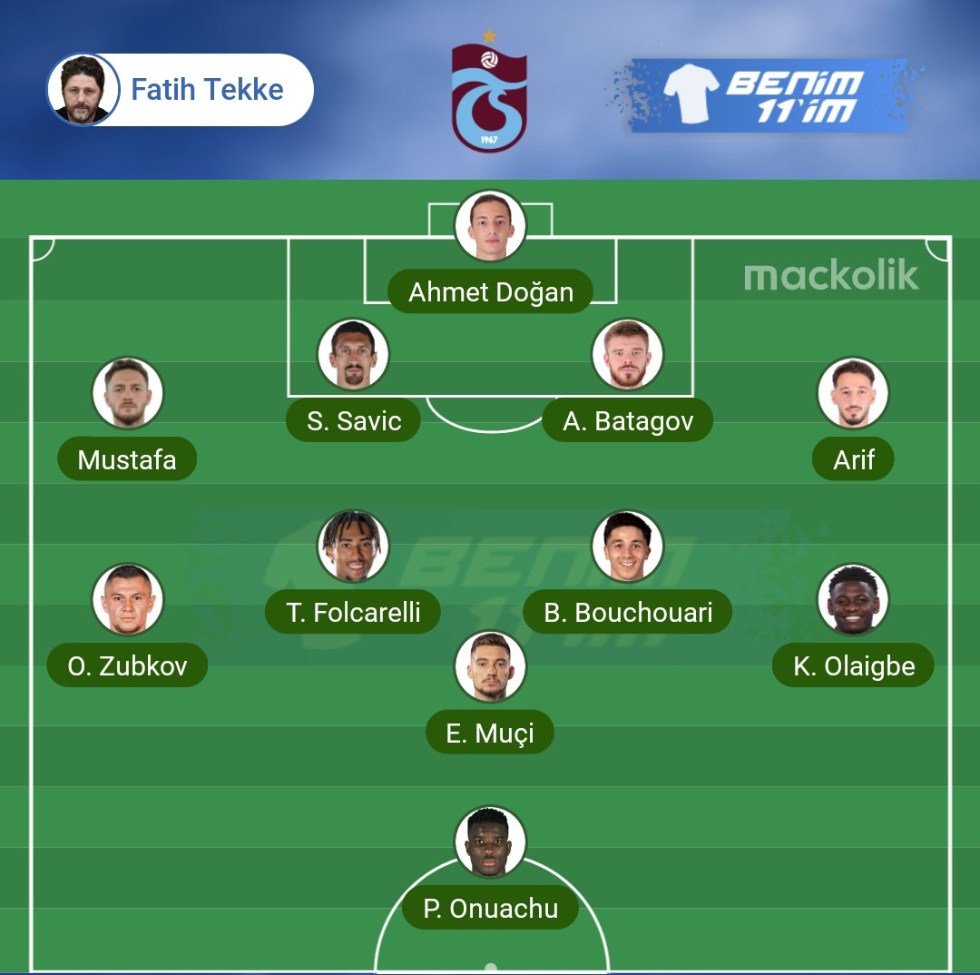 Bir sürpriz olmazsa (ki muhtemelen olmayacak) ideal 11'im budur