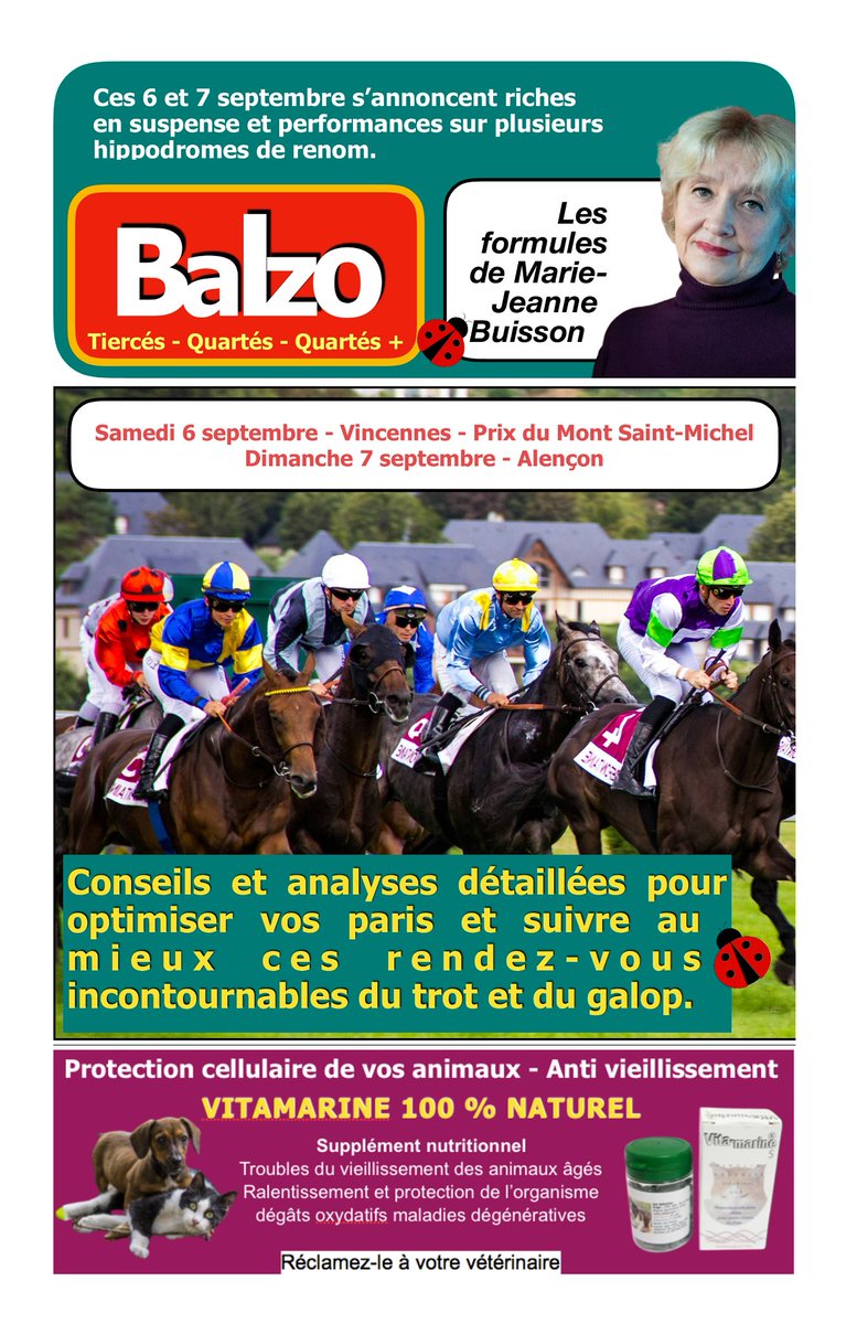 Balzo_Sport's tweet photo. À la une de @Balzo_Sport pour ce week-end ⤵️
https://t.co/mJH2dmLMEl

Ce week-end hippique des 6 et 7 septembre 2025 s’annonce riche en suspense et performances sur plusieurs hippodromes de renom.

#Tierce #Quarte #Quinte #Chevaux #DerniereMinute #Balzo 
@Top_Exclusif https://t.co/cHpSYBiQR5