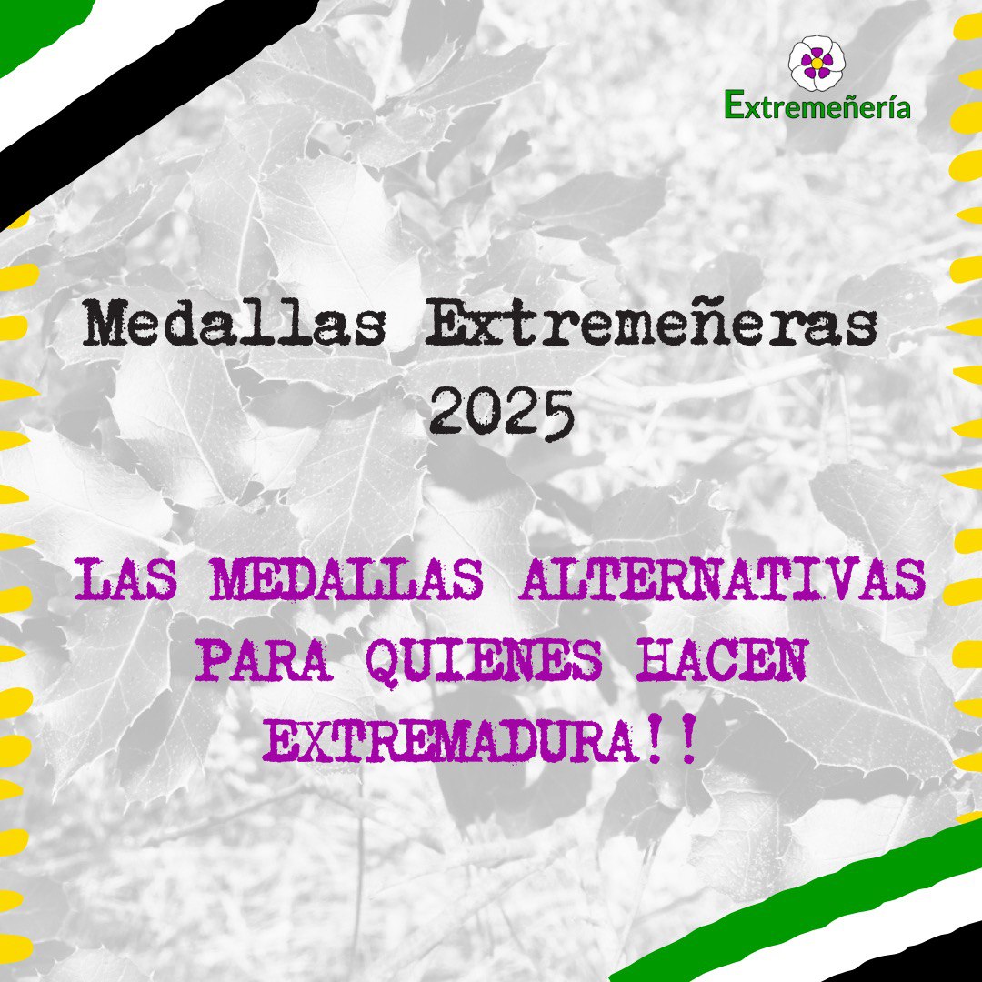 📢¿Estáis listos/as para conocer las Medallas Extremeñeras 2025?

Con ellas aportamos una visión plural, extremeñista y de progreso de nuestra tierra visibilizando a quienes también merecen obtener reconocimiento.

#MedallasExtremeñeras2025 #DíadeExtremadura #Extremadura 💚🤍🖤
