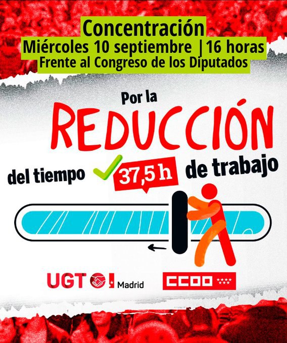 📢 #CCOO convoca una nueva movilización x la reducción de la jornada laboral a 37,5 horas semanales‼️ 👇