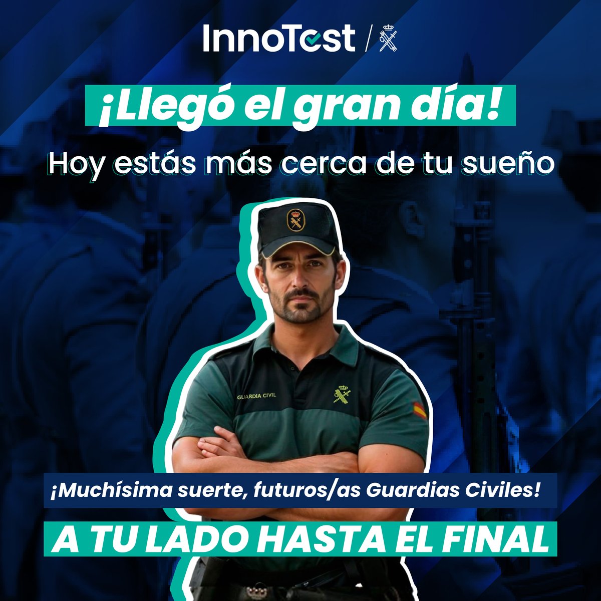 InnoTestES's tweet image. ¡Mañana es el gran día!✨ Opositores de Guardia Civil, es el momento de darlo todo.

👉 Confiad en vuestro camino, en cada test, en cada repaso.

¡Muchísima suerte! 🍀 En InnoTest estamos con vosotros 💪
#oposiciones #oep2025 #innotest #guardiacivil #convocatoria131