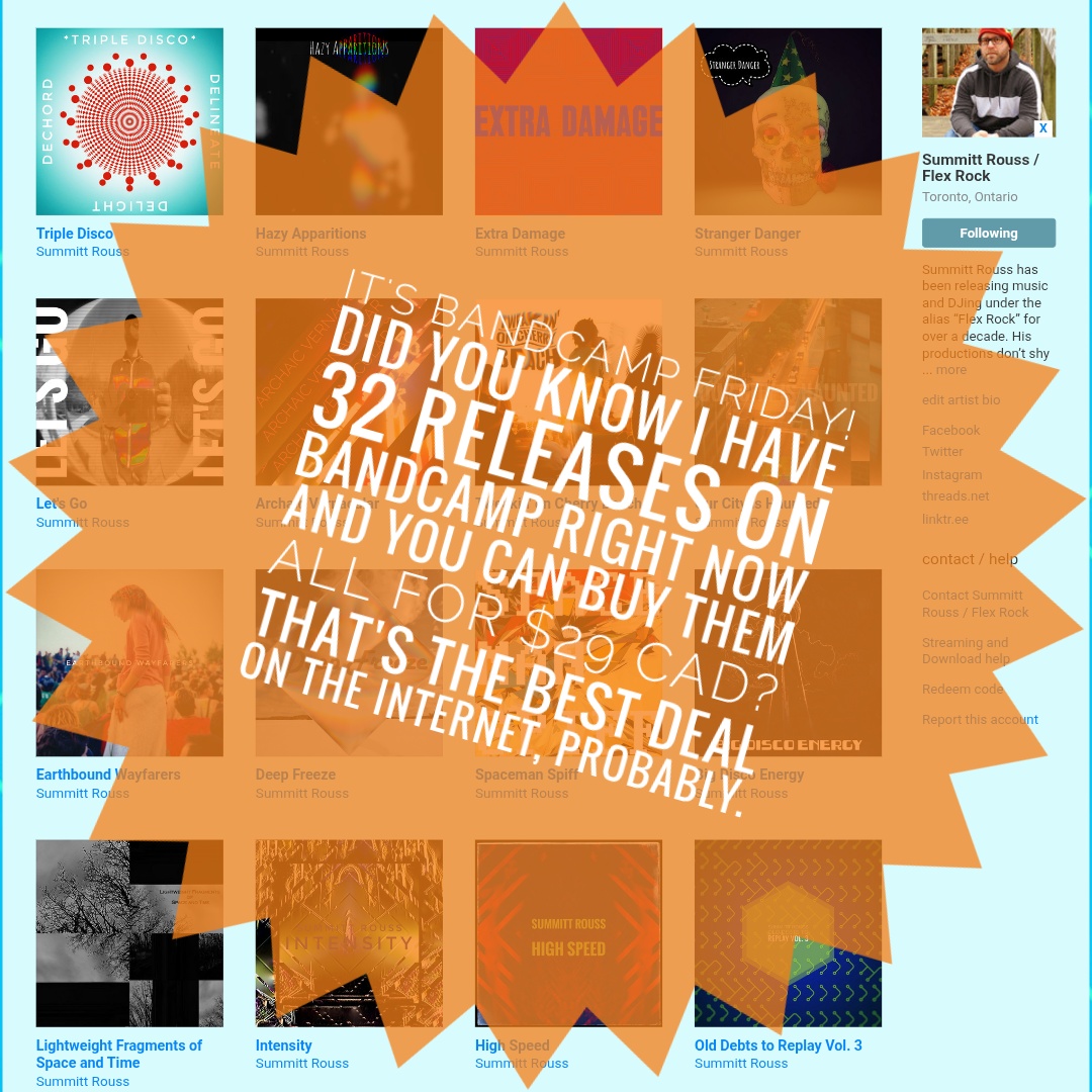 I'm just out here trying to save you money. #bandcampfriday #bandcamp #electronicmusic
flexrock.bandcamp.com