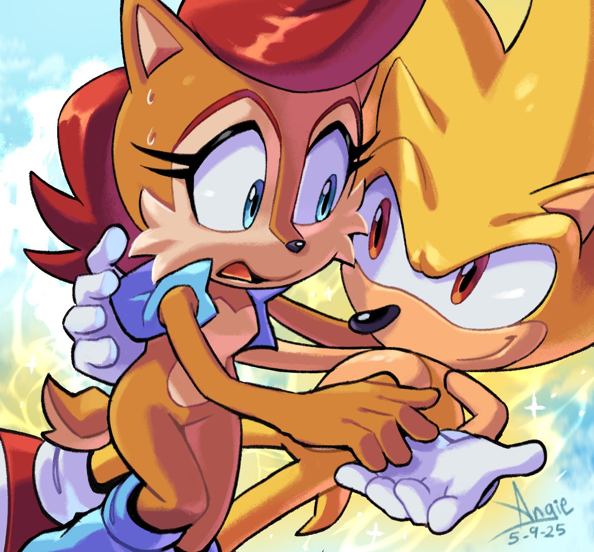 Angiethecat's tweet image. Falling for you~💕🌟
#Sonally #SonicTheHedgehog #Sonic #fanart #sallyacorn #sonicfanart #sonicar #SonicArchie