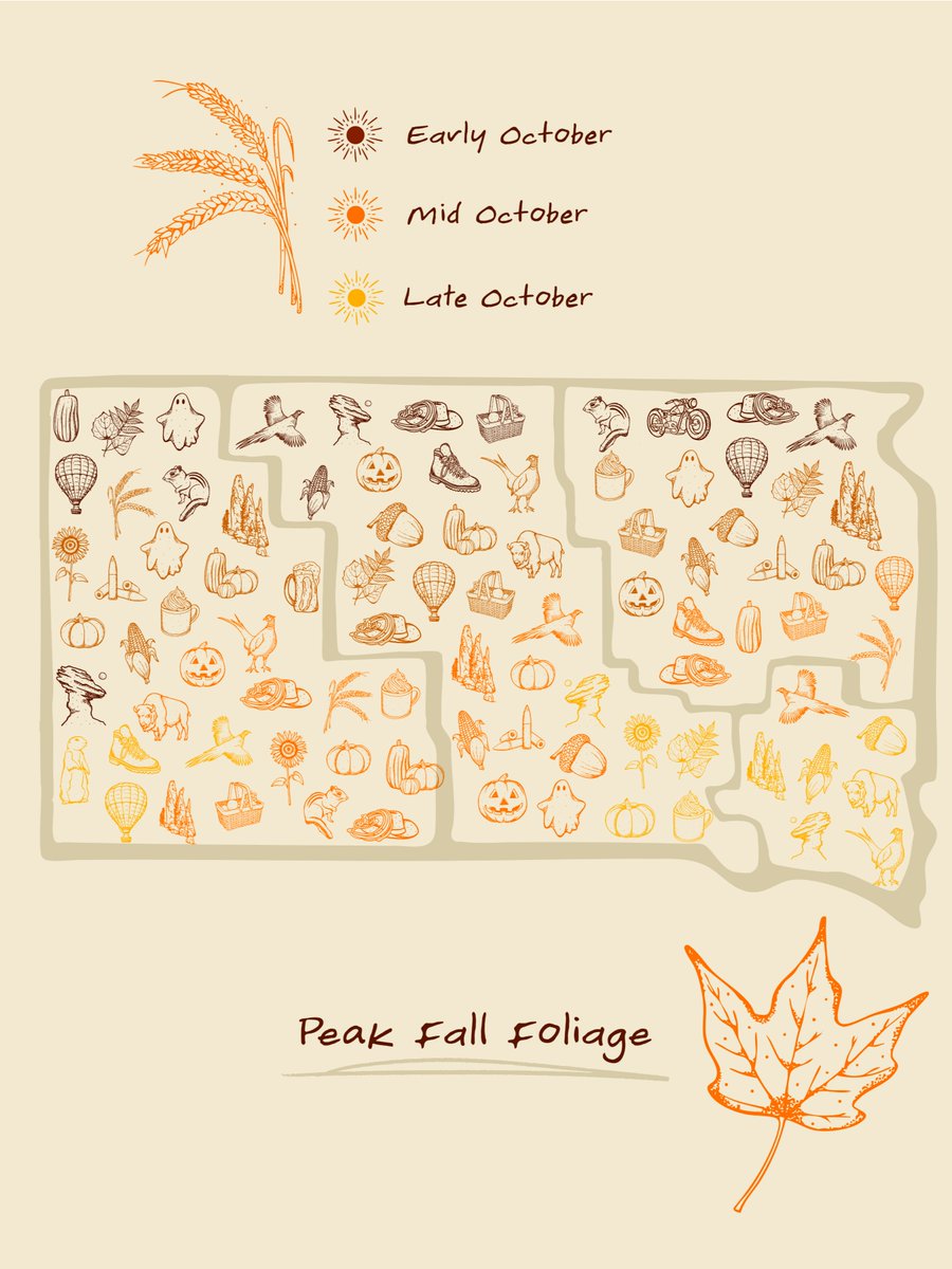southdakota's tweet image. From golden glows in the Black Hills to fiery maples in the East, South Dakota knows how to show off in autumn.

🍂Peak color usually hits late September through October, but timing varies by region! #hifromsd #FallFoliage #LeafPeeping