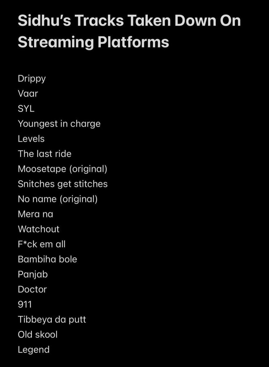 Actually sidhu's family is taking over content from one digital entertainment (old distribution team) and giving it to another and new distribution team. That's why some of the tracks have been removed. So the process is going on and missing songs should be live soon