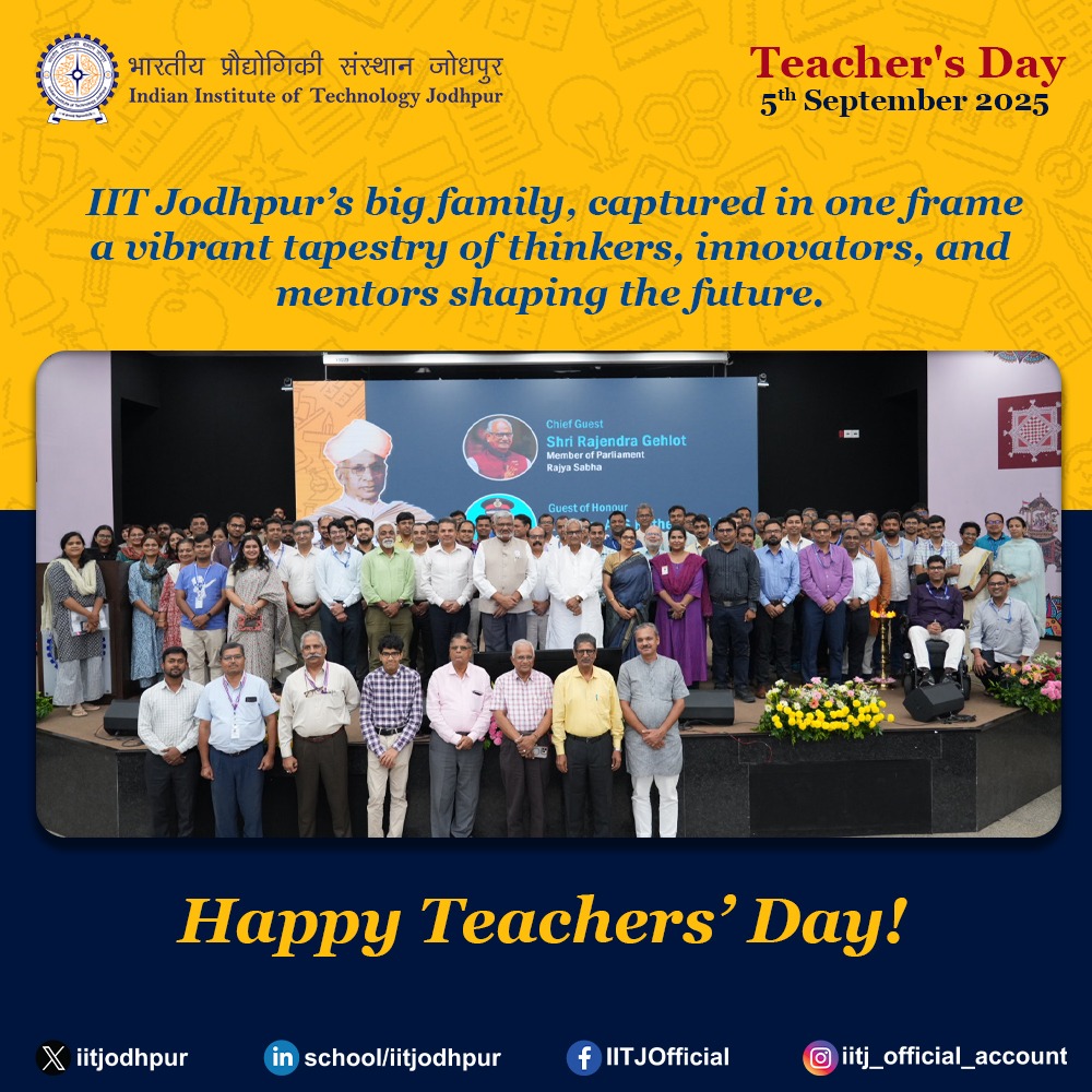 iitjodhpur's tweet image. 🌟 IIT Jodhpur’s big family in one frame! 🌟

Thinkers, innovators, and mentors shaping minds and the future. Celebrating our teachers on this special day. 🙏📚

#TeachersDay #IITJodhpur #Mentors #Innovation #ViksitBharat