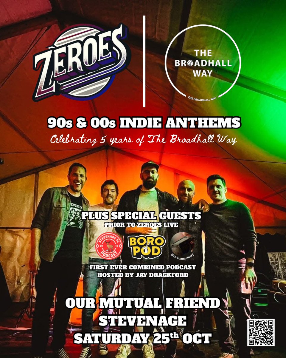 TheBroadhallWay (@thebroadhallway) on Twitter photo SUPPORTING GUESTS ANNOUNCED 🚨
<a href="/Boropod/">Boropod</a>
<a href="/TSFCPodcast/">The Stevenage FC Podcast</a>
@SFCCommentary
Prior to live music from Zeroes <a href="/drackers/">Jay Drackford</a> will be hosting a combined live Pod & Quiz for the first time with our special guests at Our Mutual Friend.🎙️
Save the date here: 👉 facebook.com/share/1GZJHfqv… 🗣️ SUPPORTING GUESTS ANNOUNCED 🚨
<a href="/Boropod/">Boropod</a>
<a href="/TSFCPodcast/">The Stevenage FC Podcast</a>
@SFCCommentary
Prior to live music from Zeroes <a href="/drackers/">Jay Drackford</a> will be hosting a combined live Pod & Quiz for the first time with our special guests at Our Mutual Friend.🎙️
Save the date here: 👉 facebook.com/share/1GZJHfqv… 🗣️