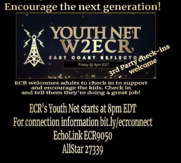 Wondering how to get #Kids interested in #HamRadio? Have them #CheckIn as #ThirdParty traffic to the #EastCoastReflector #YouthNet on Friday evening at 2000 (ET)!