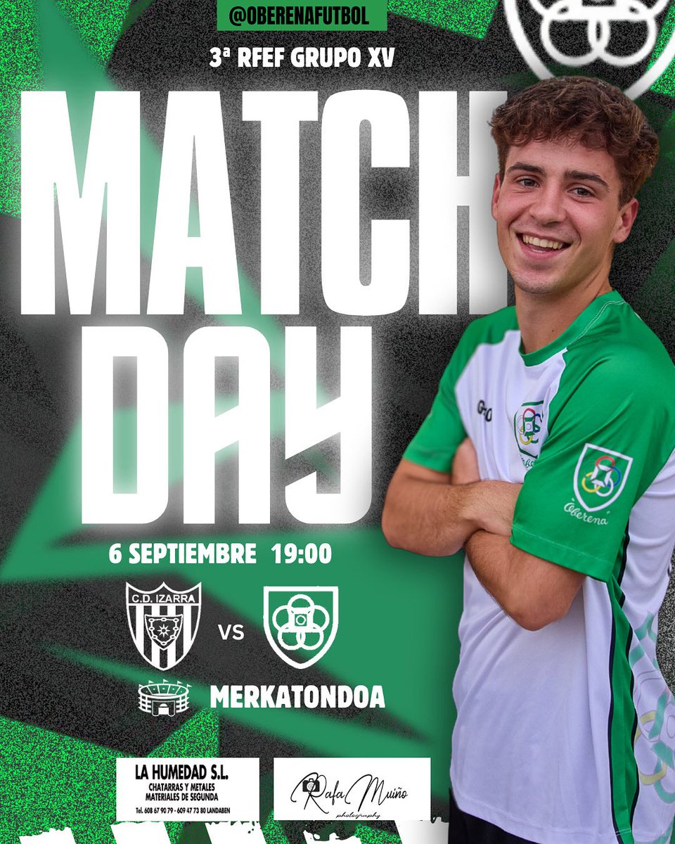⏭️ MATCH DAY
🆚 <a href="/CD_Izarra/">CD Izarra</a> 
📆 Sábado-Larunbata 06/09/2025
🕢 19:00h
➗ 3ªRFEF 
🏟️ Merkatondoa

#AupaOberena🟢⚪️