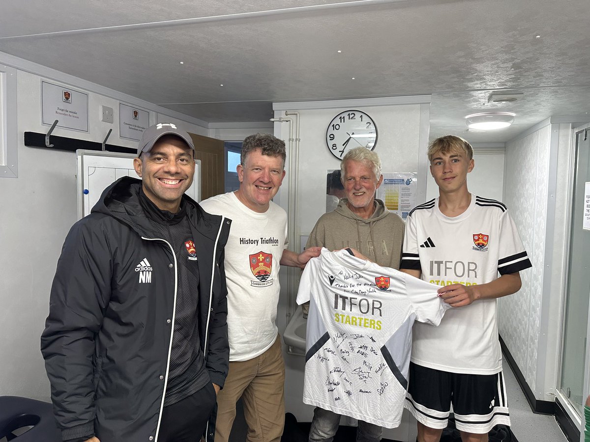 A nice moment before last nights FA Youth Cup match.  Neil Harvey and Jon Aves were presented with a signed shirt by Ryan King and Neil Midgely.  

The gesture was a thank you for a donation made to the Youth teams by Jon and Neil following their epic Triathlon fundraiser.