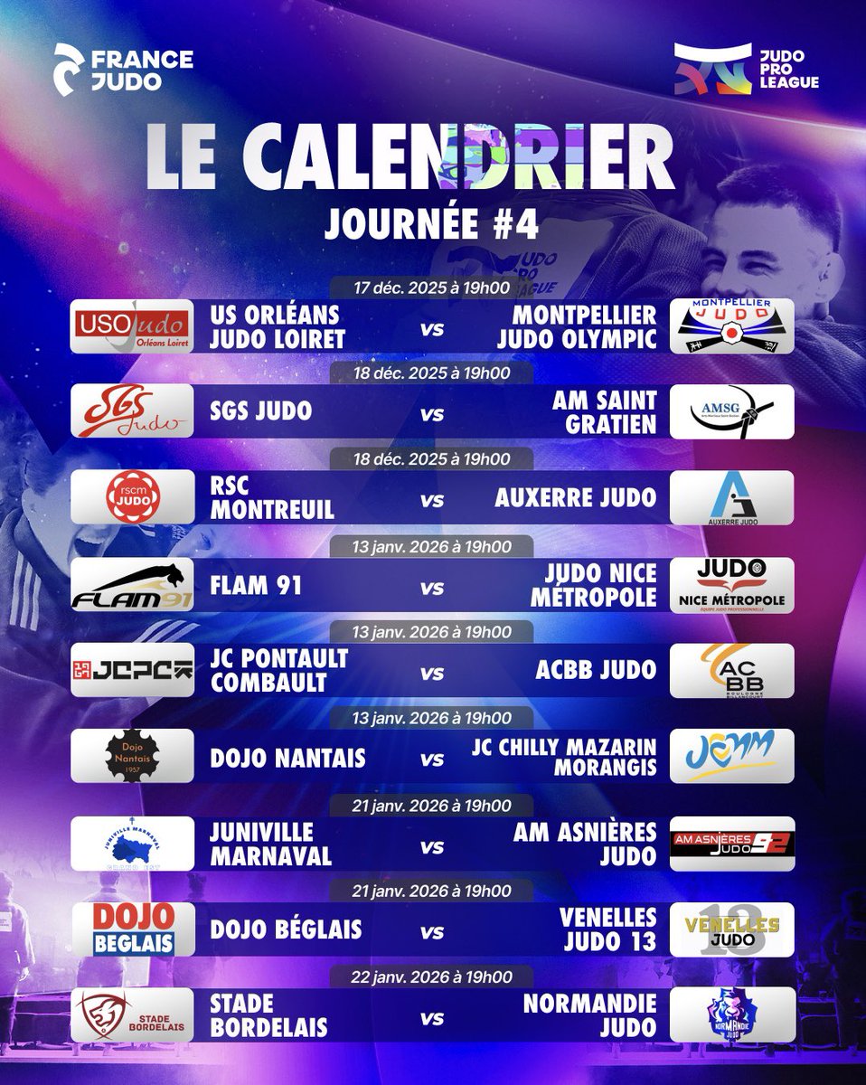 Judo Pro League 2025 : Le calendrier 🗓️🌟

🎟️ Réservez vos places sur bit.ly/482j0Yd.

#JudoProLeague2025