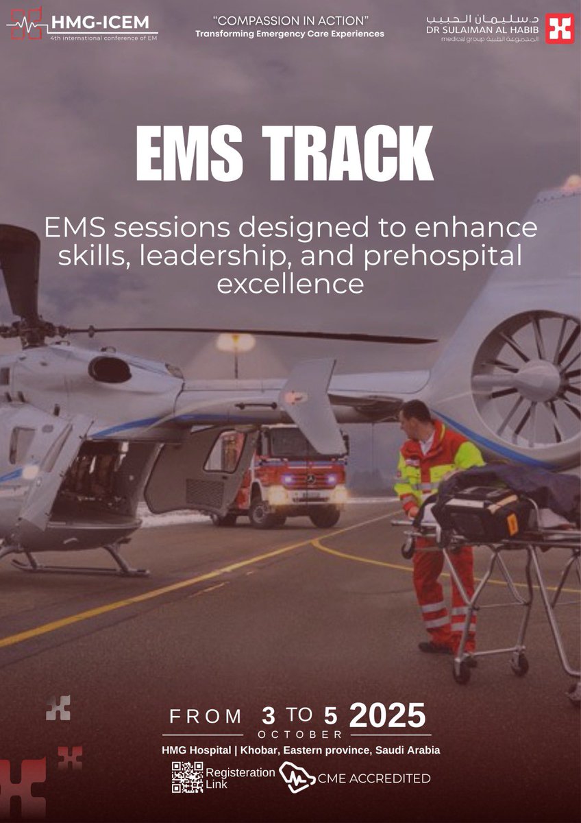 🚨Beyond the ER, into the field.

Our EMS Track is built to elevate frontline responders and set new standards in prehospital care.

Don’t miss it!
🗓️Oct 3–5