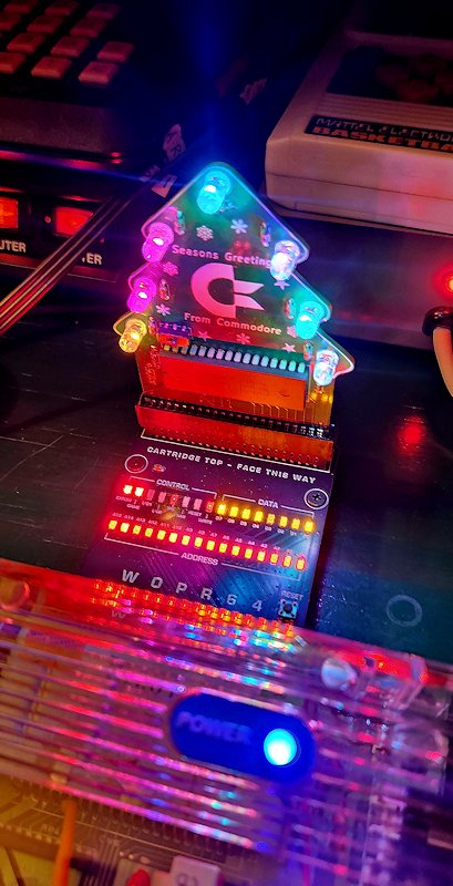 My new WOPR64 from Run Stop Re-Store, with my Super Cool Season's Greetings Christmas Demo Cartridge i got years ago.

Lots of lights!