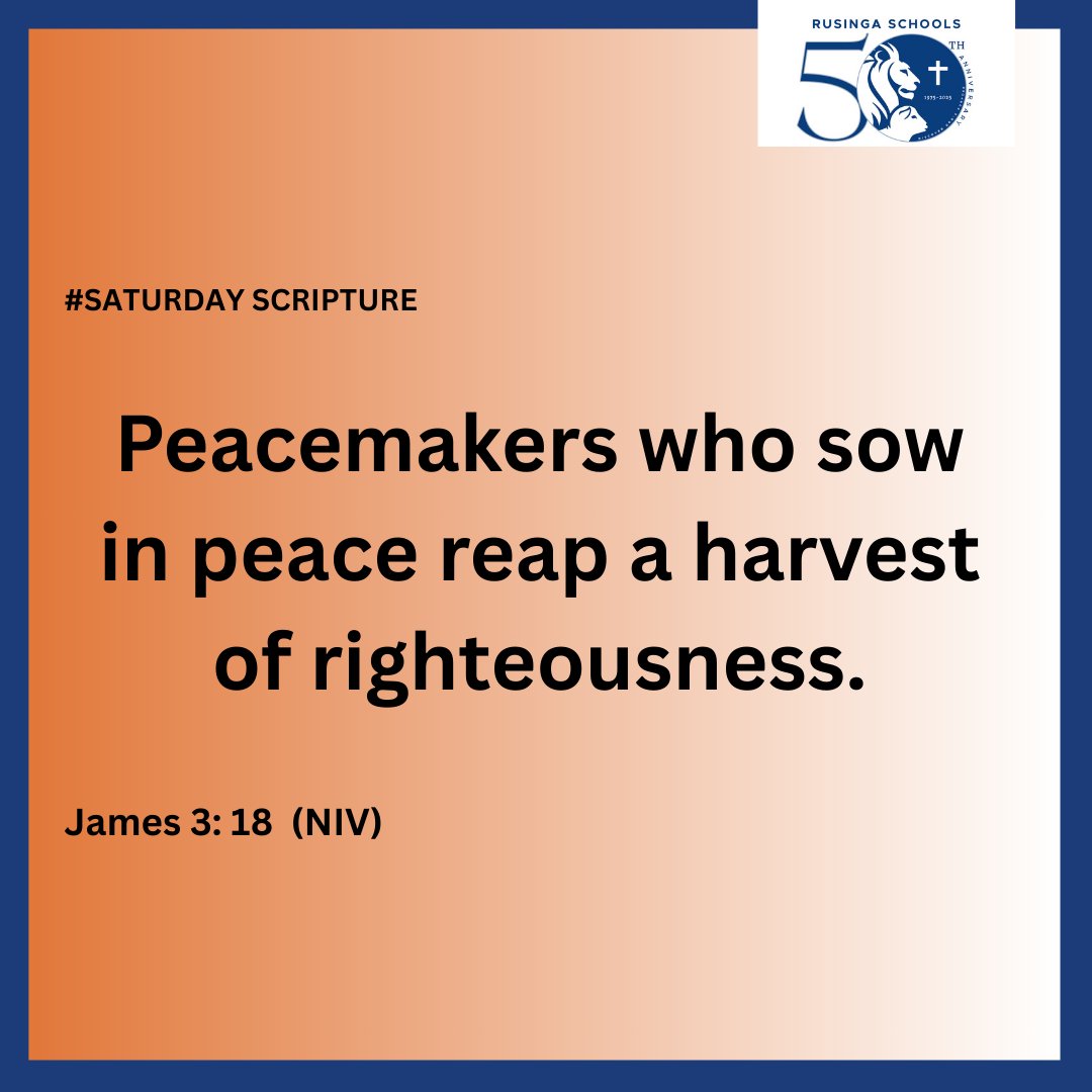 rusingaschools's tweet image. True impact comes not from striving, but from peace, sowing kindness, patience, and love that reflect God’s righteousness and bear lasting fruit.

#SaturdayScripture
#RusingaSchools
#LegacyOfExcellence
#RusingaGoldenJubilee