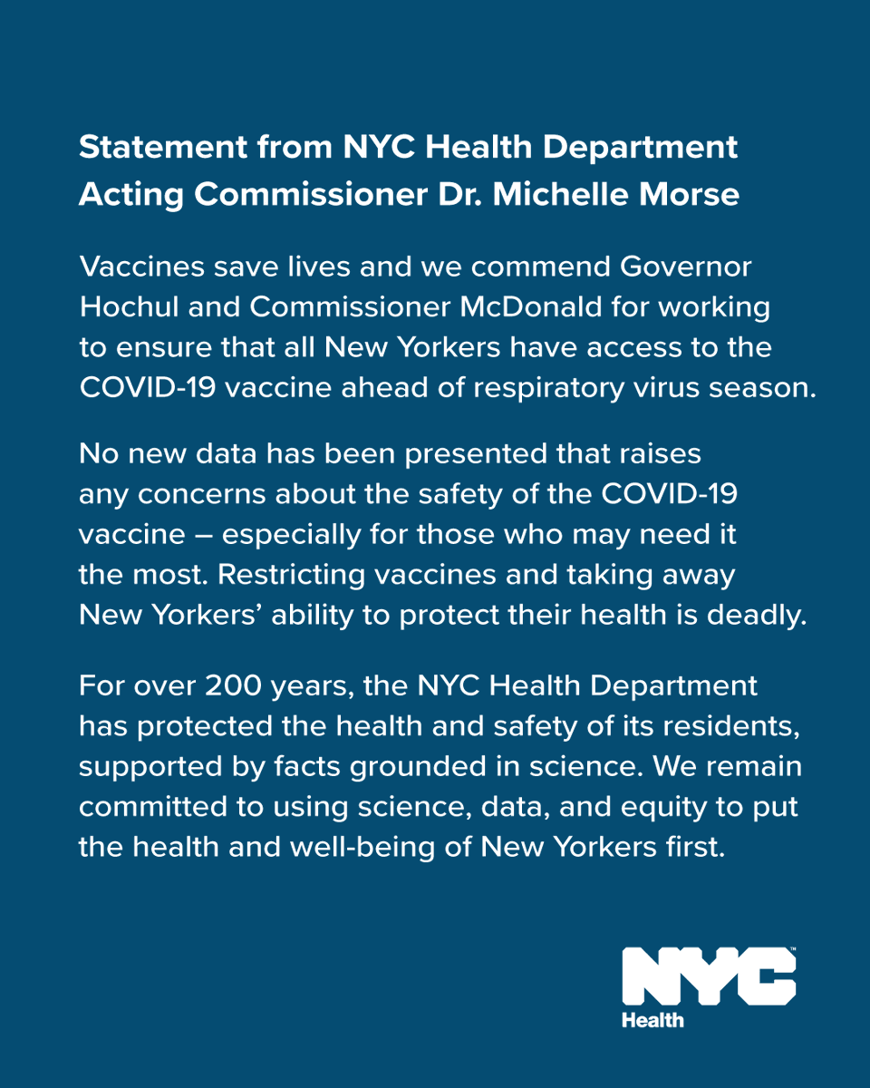 nycHealthy's tweet photo. New: New Yorkers will be able to get a COVID-19 vaccine directly from their pharmacist, no prescription required.

Read @NYCHealthCommr's statement on @GovKathyHochul's executive order: https://t.co/fVnEGrczX0
