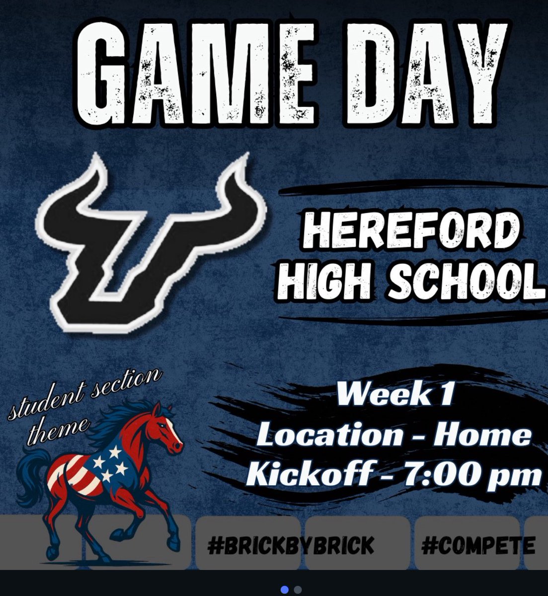 It’s finally GAMEDAY! 🏈
<a href="/MVHSFB/">Manchester Valley Football</a> takes on <a href="/HHSBullsFB/">Hereford High School Football</a> tonight at home.
Clean. Pad level low. Physical. Finish.
🙏 God watch over us all as we compete tonight.