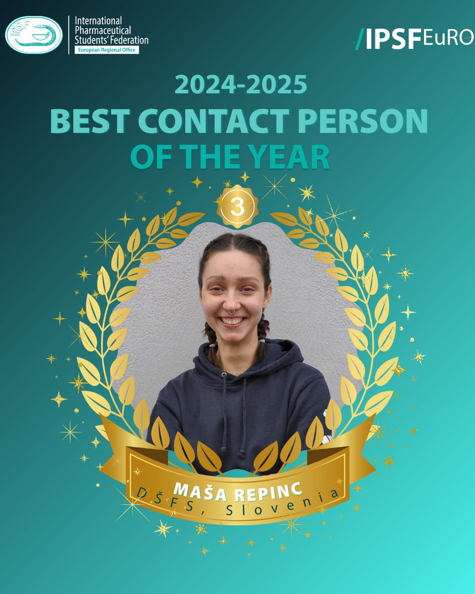 💌👏 A huge round of applause to our amazing Contact Persons, who bridge the gap between IPSF EuRO and their Member Organisations!

🥇 1st place: Jovan Milosavljević (NAPSer, Serbia)
🥈 2nd place: Casandra Pawlicki Anton (BPhD, Germany)
🥉 3rd place: Maša Repinc (DŠFS, Slovenia)