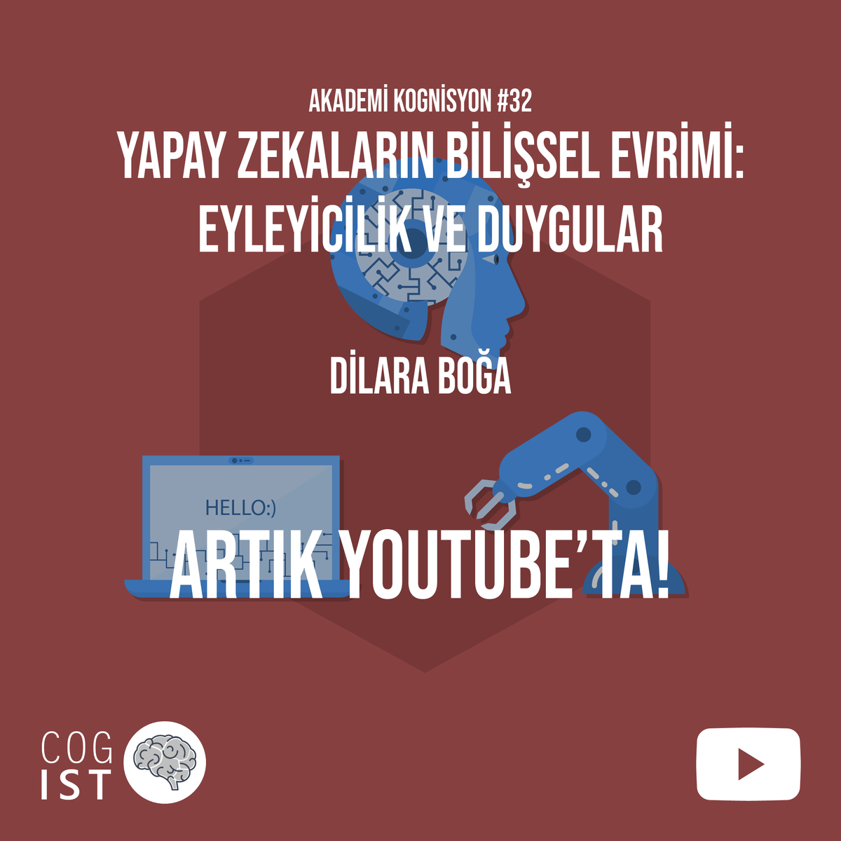cog_ist's tweet photo. 32. Akademi Kognisyon'da Dilara Boğa'dan (@Dilara_PhilofAI ) "Yapay Zekaların Bilişsel Evrimi: Eyleyicilik ve Duygular" başlıklı konuşmasında yapay zeka sistemlerinin çalışma prensiplerini, bu prensiplerin insan ve diğer canlı organizmalarla örtüşen taraflarını ve bu örtüşmenin onların eyleyicilik ve duygu gibi kimi niteliklere sahip olup olmadığı konusunda bize neler söylediğini tartıştık. Kendisine bu harika sunum için teşekkür ediyoruz!

Etkinliğin kaydına artık YouTube kanalımızdan erişebilirsiniz! Keyifli seyirler: https://t.co/TFe5Khe4rY

#cogist
