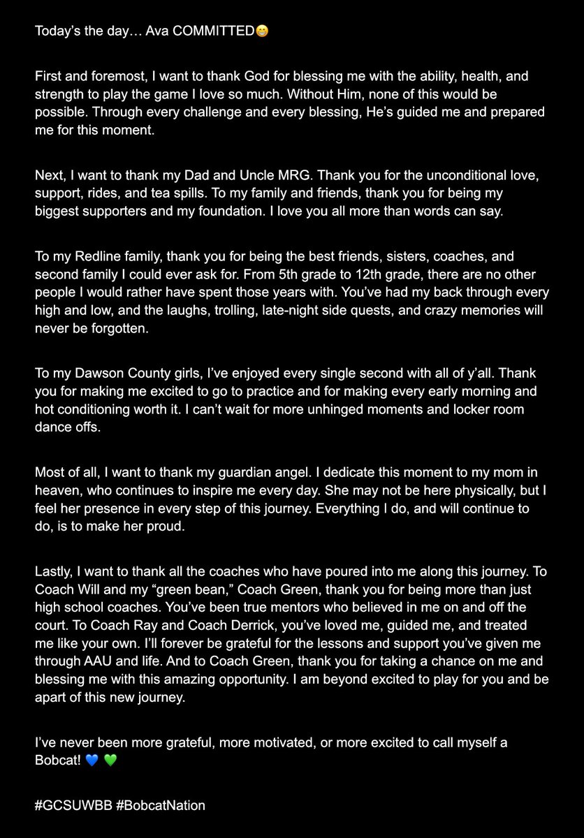 ava_roberson07's tweet image. So excited and grateful to announce my commitment to Georgia College &amp;amp; State University. I Can’t wait to start this next chapter as a Bobcat!! 💙💚✨#committed #GoBobcats ✨@gcsuwbb @c_green31 @GirlsRedline @DawsonTigersWBB @KyleSandy355