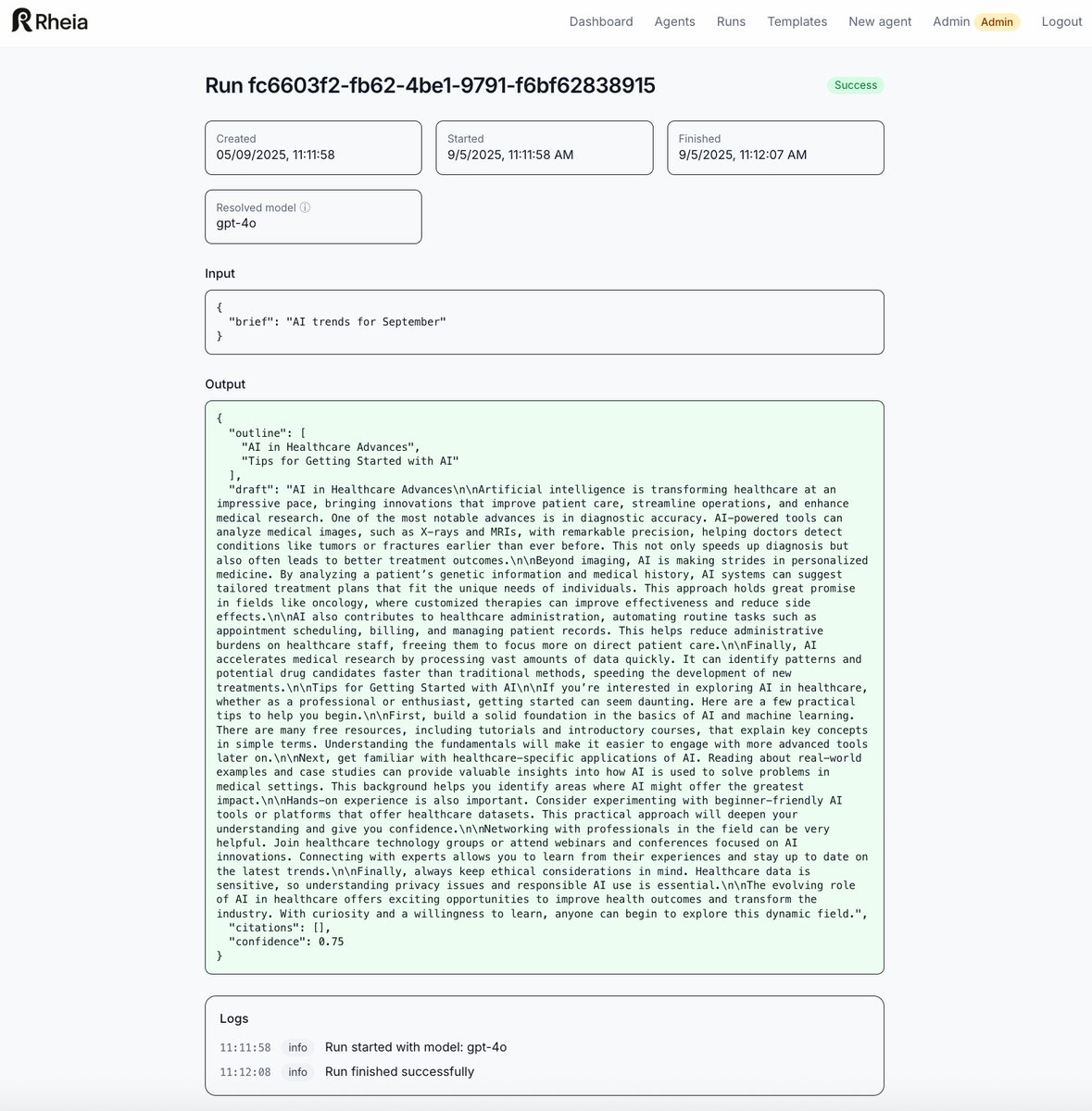 Nicolanzi's tweet photo. Rheia Day 15 update:
- Newsletter Writer agent fully live (brief → outline → draft).
-End-to-end tested with Vitest + Playwright.
- CI pipeline running green on GitHub Actions.

The loop is closed: seed -> run -> callback -> DB/UI -> test -> CI

Next up: Spreadsheet Agent. https://t.co/tIJCIGwfL5