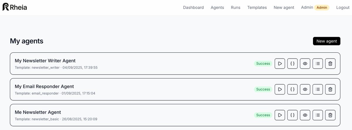 Nicolanzi's tweet photo. Rheia Day 15 update:
- Newsletter Writer agent fully live (brief → outline → draft).
-End-to-end tested with Vitest + Playwright.
- CI pipeline running green on GitHub Actions.

The loop is closed: seed -> run -> callback -> DB/UI -> test -> CI

Next up: Spreadsheet Agent. https://t.co/tIJCIGwfL5
