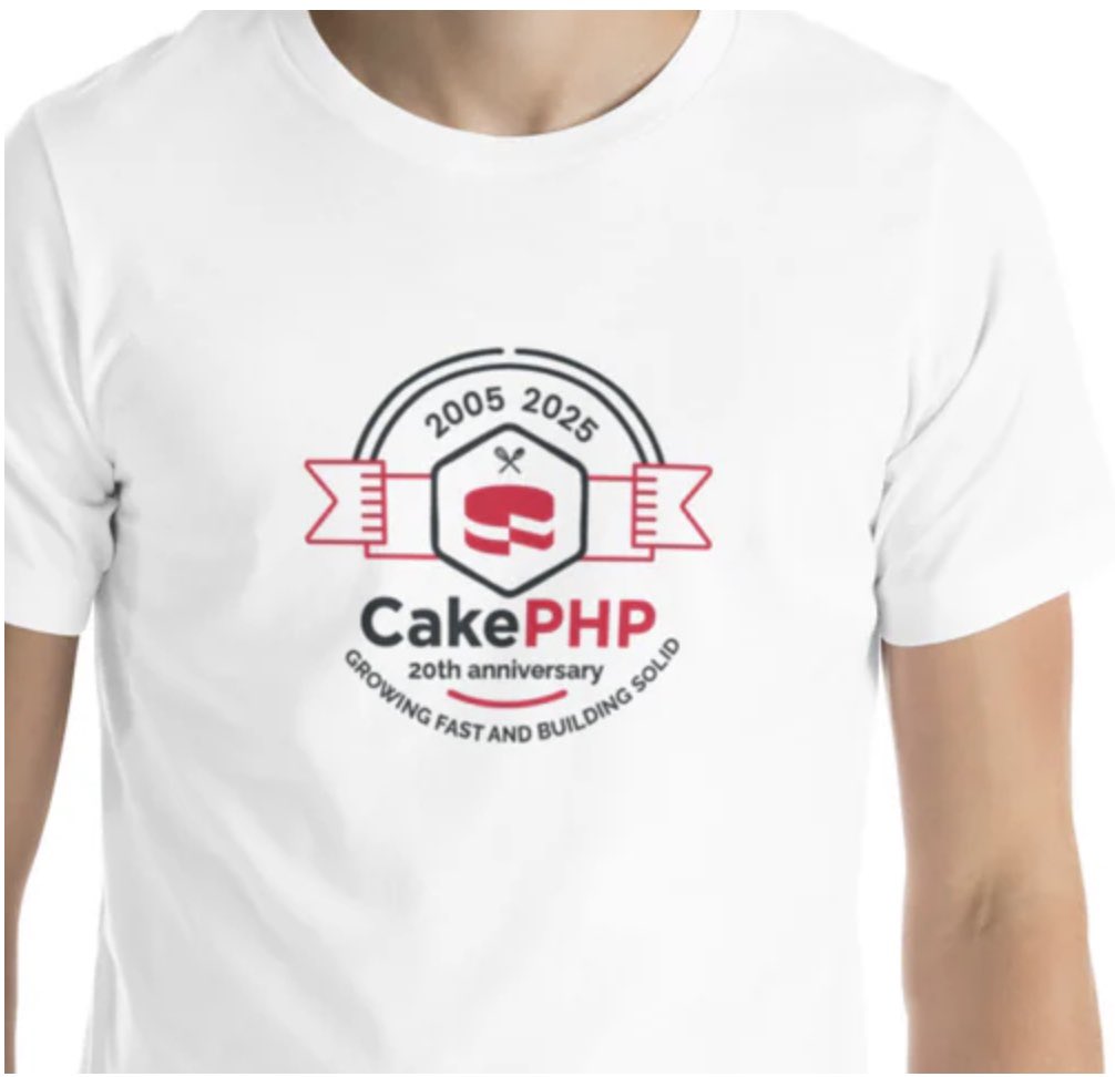 cakephp's tweet image. Celebrating 20 years of #CakePHP 🎂

Get your anniversary shirt in our store!
🛒 swag.cakephp.org
