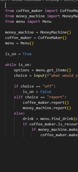 MaryamNoorizada's tweet image. Today i have done my coffee machine 
@Aalem_daneshyar #AfghanGirlsCode #pythonlearning #programmer #WomenInTech@CodeToInspire
