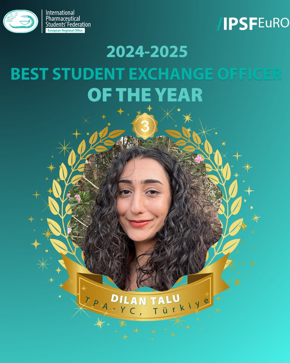 🌏✈️Our Student Exchange Officers make the IPSF SEP programme in Europe possible, creating life-changing opportunities for pharmacy students worldwide.
🥇 1st place: Andra Suflea (FASFR, Romania)
🥈 2nd place: Diane Blot (ANEPF, France)
🥉 3rd place: Dilan Talu (TPA-YC, Türkiye)
