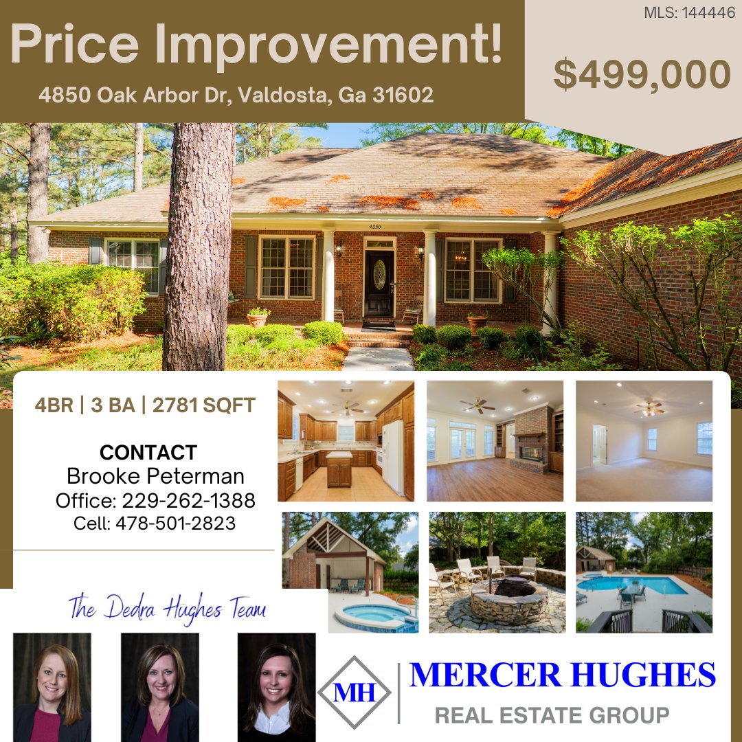 MHGRealEstate's tweet photo. 𝗖𝗵𝗲𝗰𝗸 𝗶𝘁 𝗼𝘂𝘁 ➡️➡️𝗣𝗿𝗶𝗰𝗲 𝗜𝗺𝗽𝗿𝗼𝘃𝗲𝗺𝗲𝗻𝘁
📍4850 Oak Arbor Dr, Valdosta Ga 31602
𝐂𝐚𝐥𝐥 𝐁𝐫𝐨𝐨𝐤𝐞 𝐭𝐨𝐝𝐚𝐲!😍
Office ☎️ 229-262-1388
#MercerHughesRealEstateGroup
#KnowledgeExperienceService #TheDedraHughesTeam #FrontPorch https://t.co/WXDF7WuJfH