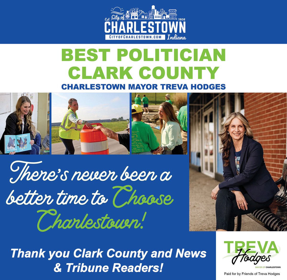 For me it’s all about trust. I ran for mayor because people didn’t trust their government anymore. I knew we could set a better example by working together. I love serving as mayor and my motto is simple, Serve Better! Thank you so much Clark County! #DrMayor #Charlestown #INDems