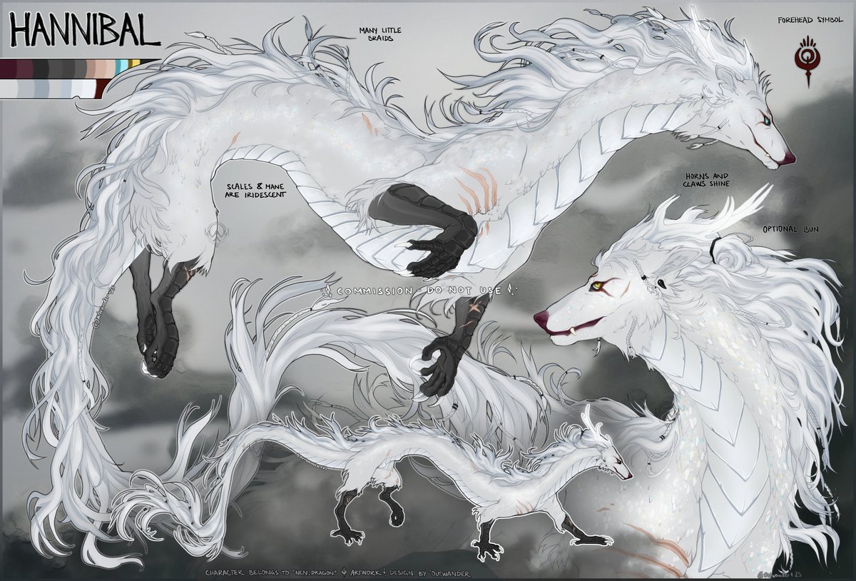 Noodle Hannibal for Nen 🌕
      ✧ design sheet
Alt. form for her werewolf man who I was lucky to help design as well.

Finished while watching my bf play Silksong, hehehe.