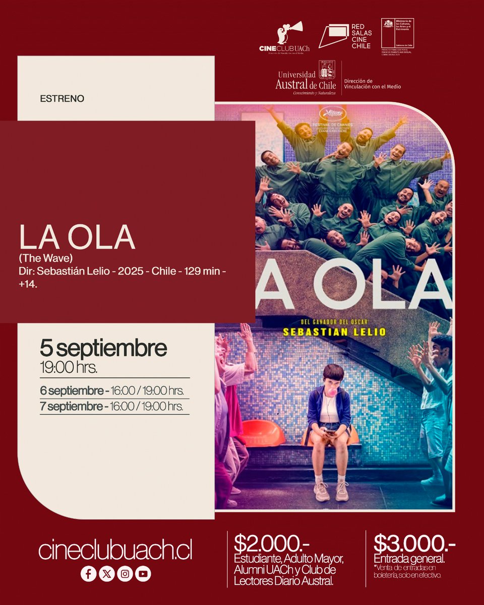 “La ola” de Sebastián Lelio se estrena en el Cine Club UACh - mailchi.mp/26ebb752910e/l…