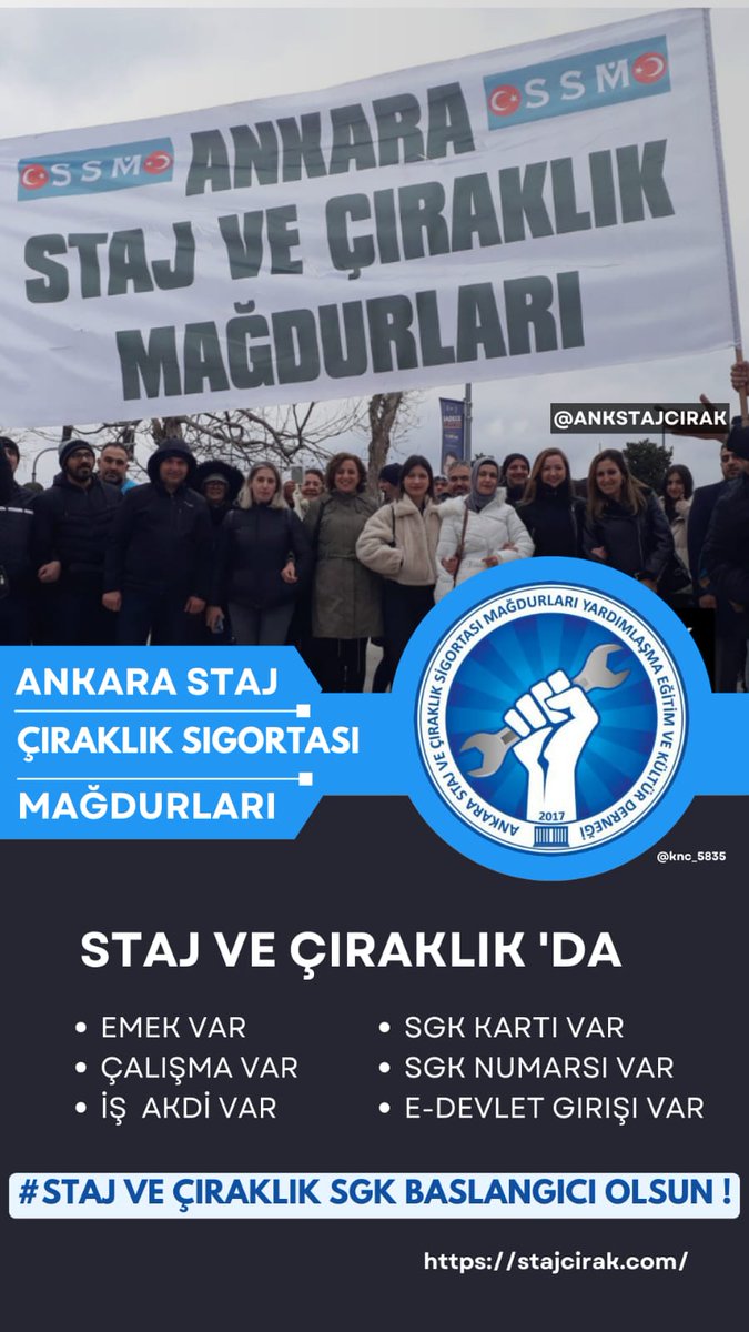 💯3️⃣3️⃣0️⃣8️⃣💯Staj ve Çıraklık E-Devlet sisteminde görünen 4A Tescil Tarihimiz Sgk Başlangıcı Sayılmalı ☑️
<a href="/RTErdogan/">Recep Tayyip Erdoğan</a>
<a href="/dbdevletbahceli/">Devlet Bahçeli</a>
<a href="/eczozgurozel/">Özgür Özel</a>
<a href="/_cevdetyilmaz/">Cevdet Yılmaz</a>
<a href="/isikhanvedat/">Prof. Dr. Vedat Işıkhan</a>
<a href="/UlviYonter/">Dr.İzzet Ulvi YÖNTER</a>
<a href="/zorlu77/">Prof.Dr.Kürşad ZORLU</a>
Herkesin Mesleği Olmalıysa
#StajyerÇırağaUzunVadePrimŞart