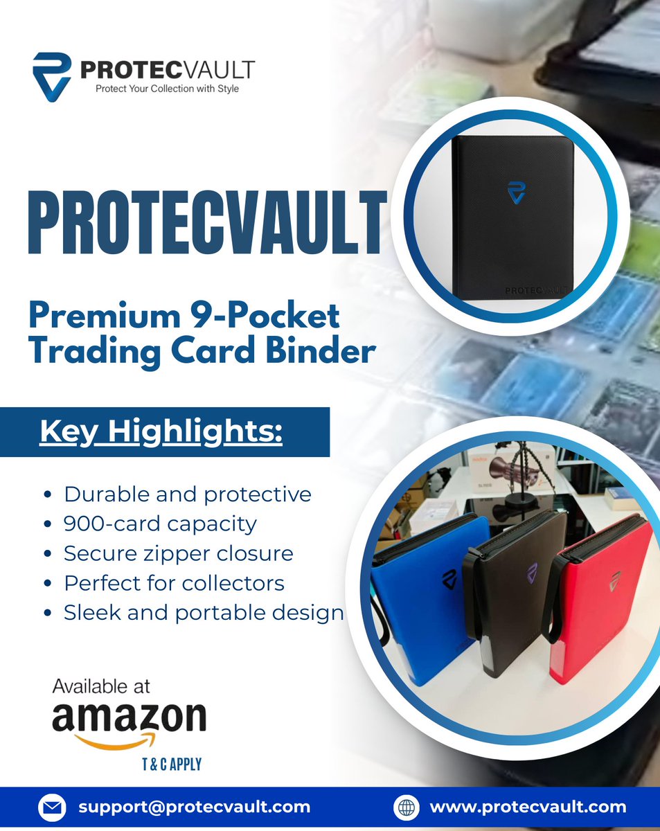 protecvault's tweet photo. Bold. secure. built for collectors.
The Protecvault #cardbinder packs space for 900 cards with a sleek zippered design and pro-level durability — the ultimate upgrade for keeping your collection safe & sharp.
Amazon: https://t.co/Zm90AbTl99
Visit us at https://t.co/z62PYTmwfP https://t.co/lQb6qv3ekJ