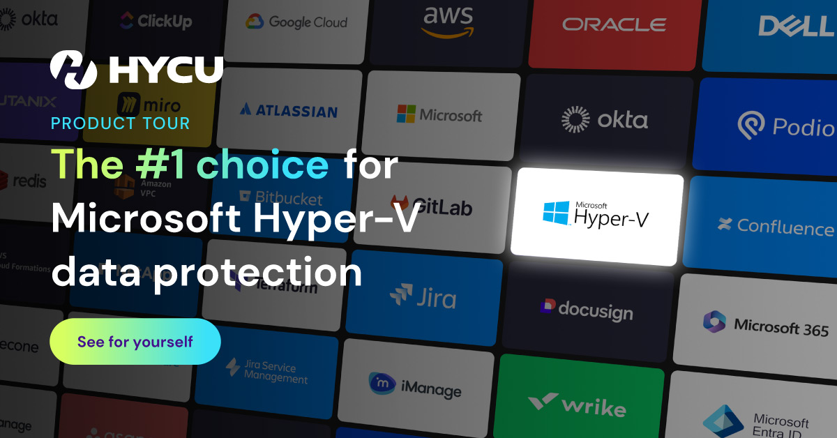 HYCUInc's tweet image. Still trusting Hyper-V backups to scripts and hope?

That’s not a plan. That’s a gamble.

See how HYCU R-Cloud makes Hyper-V protection enterprise-grade, without the pain.

👉 Tour now: hycu.com/resources/prod…

#HyperV #BackupSimplified