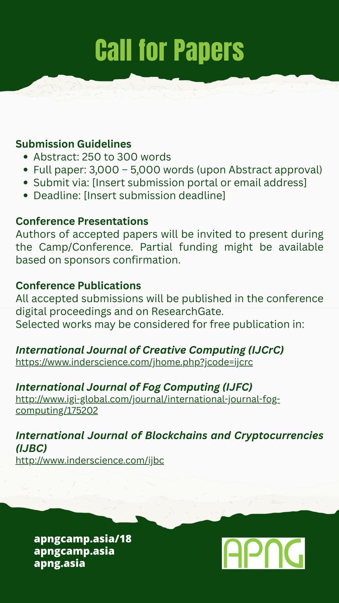 📚 Are you a researcher eager to present &amp; publish your work?
Society 5.0 in the Asia Pacific: Innovation for the Next Generation!!
📅 6-8 Feb 2026
📍Jakarta, Indonesia
⏰ Apply by 30 Sep 2025
apngcamp.asia/18
apngcamp.asia
apng.asia
#apngfellowship