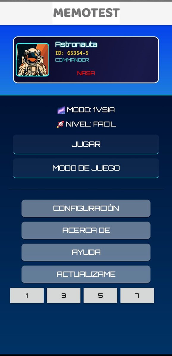 German_dev_ar's tweet image. A cosmic memory challenge is approaching! 🌌
I'm working in a new app: Memotest 🧠, a mobile game built with #NativeScript. Flip tiles, match pairs, and conquer levels in this sleek, space-themed puzzle adventure!
#GameDev #MobileGames #Puzzle #JavaScript
